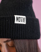 Beanie "NOT Sorry!" mit Label soft-rib